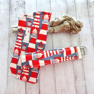 Eyeglass Case & Key Fob Gift Set - Lighthouses - Nautical Gift Set - Sunglasses Case - Wristlet Key Holder - Beach - Coastal