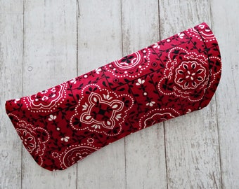 Red Bandana Fabric Eyeglass Case, Sunglasses Case, Eyewear Case, Fabric Case for Sunglasses, Soft Case for Glasses, Country Western