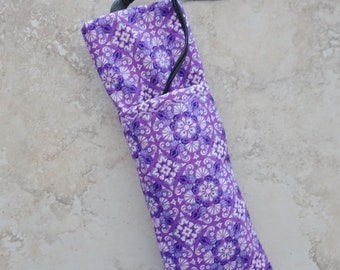 Hair Tool Travel Case - Flat Iron Storage Bag - Travel Gift for Her - Hair Hot Tool Bag - Heat Tolerant Lined Case -  Purple Fabric Pouch