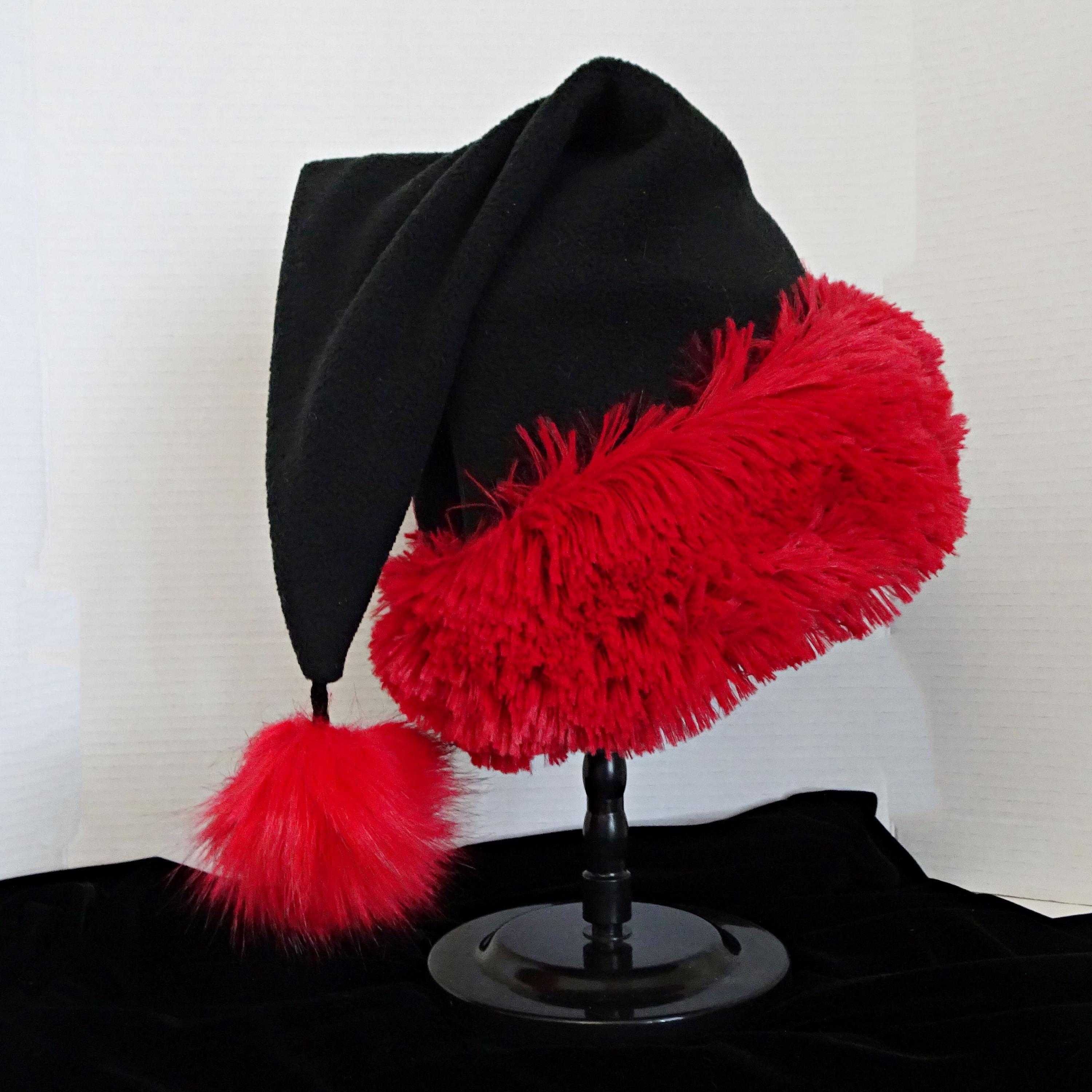Black red santa hat discount