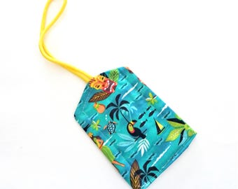 Étiquette d'identification de bagage, étiquette de valise en tissu à imprimé tropical, cadeau de voyage de style insulaire
