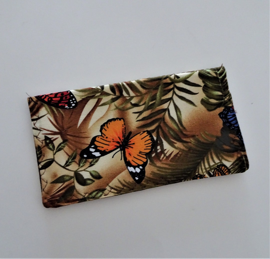 Checkbook Cover, Checkbook Wallet, Butterfly Fabric Checkbook Wallet