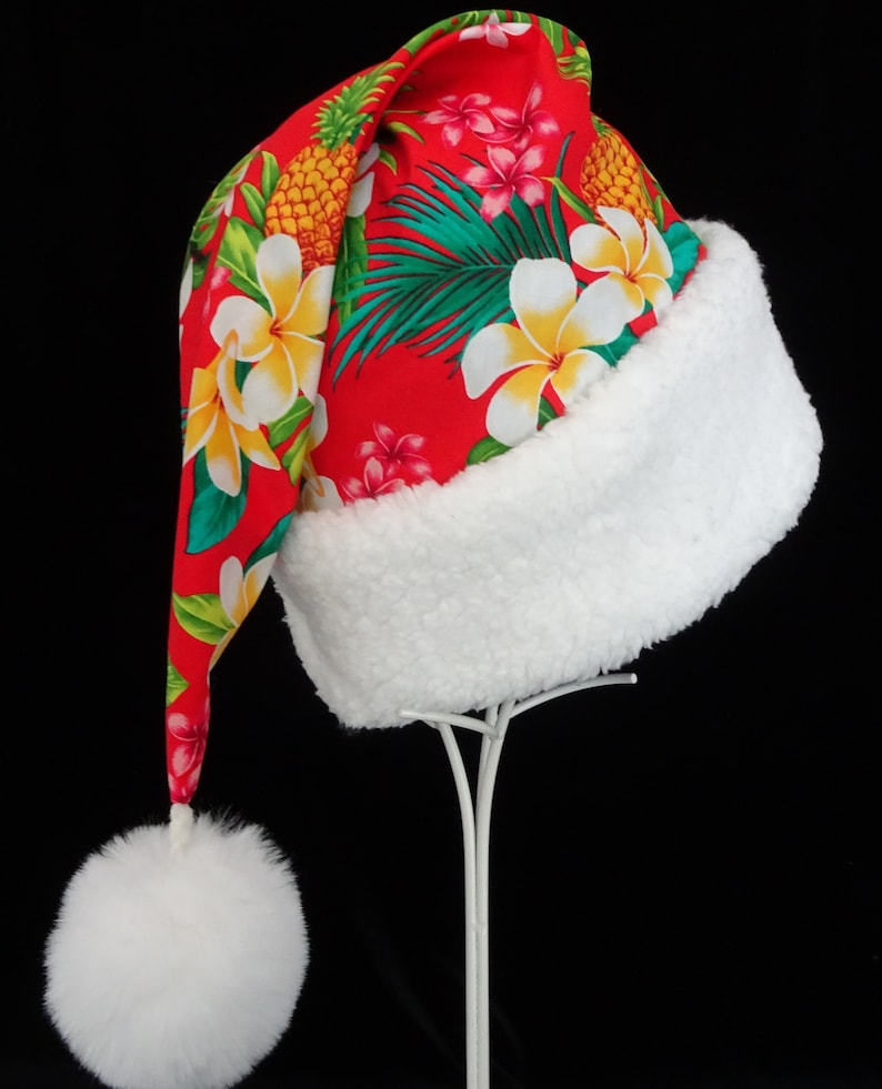 Tropical Santa Hat Hawaiian Island Plumeria & Pineapple Etsy