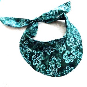Batik Cotton Sun Visor: Adjustable Tie Headband, Adult Size