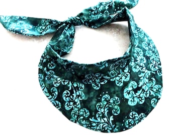 Sun Visor Hairband, Tropical Batik Fabric Visor, Adjustable Tie Headband Visor, Summer Hat, Beach Hat, Adult Size Visor