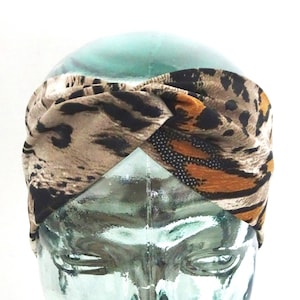 Turban Headband, Hairband, Tiger Stripes Stretch Fabric Hairband, Yoga Hairband, Adult Hairband, Twist Wide Hairband, Hipster, Tribal