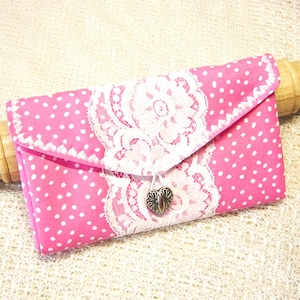 Organizador de joias de viagem - Carteira para joias - Organizador de bolso transparente para joias - Estojo de tecido com bolinhas rosa - Bolsa de viagem para guardar joias