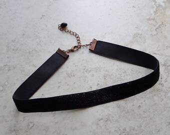 Black Ribbon Choker Necklace, Sparkle Ribbon Choker, Costume