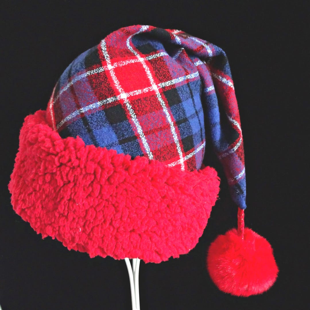 Bonnet De Noël Homme à Carreaux – Avec Franges, Réglable, Polyester, Pour Fêtes Et Hiver - 10