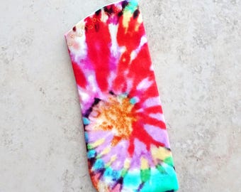 Rainbow Tie Dye Eyeglass Case, Retro Hippie Style