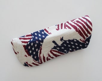 Sunglasses Case, Eyeglass Case, USA Patriotic Fabric Eyeglass Case, Eyeglass Pouch, Case for Glasses, USA Stars and Stripes Flag