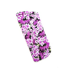 Purple Floral Eyeglass Case, Soft Fabric Sunglasses Protector
