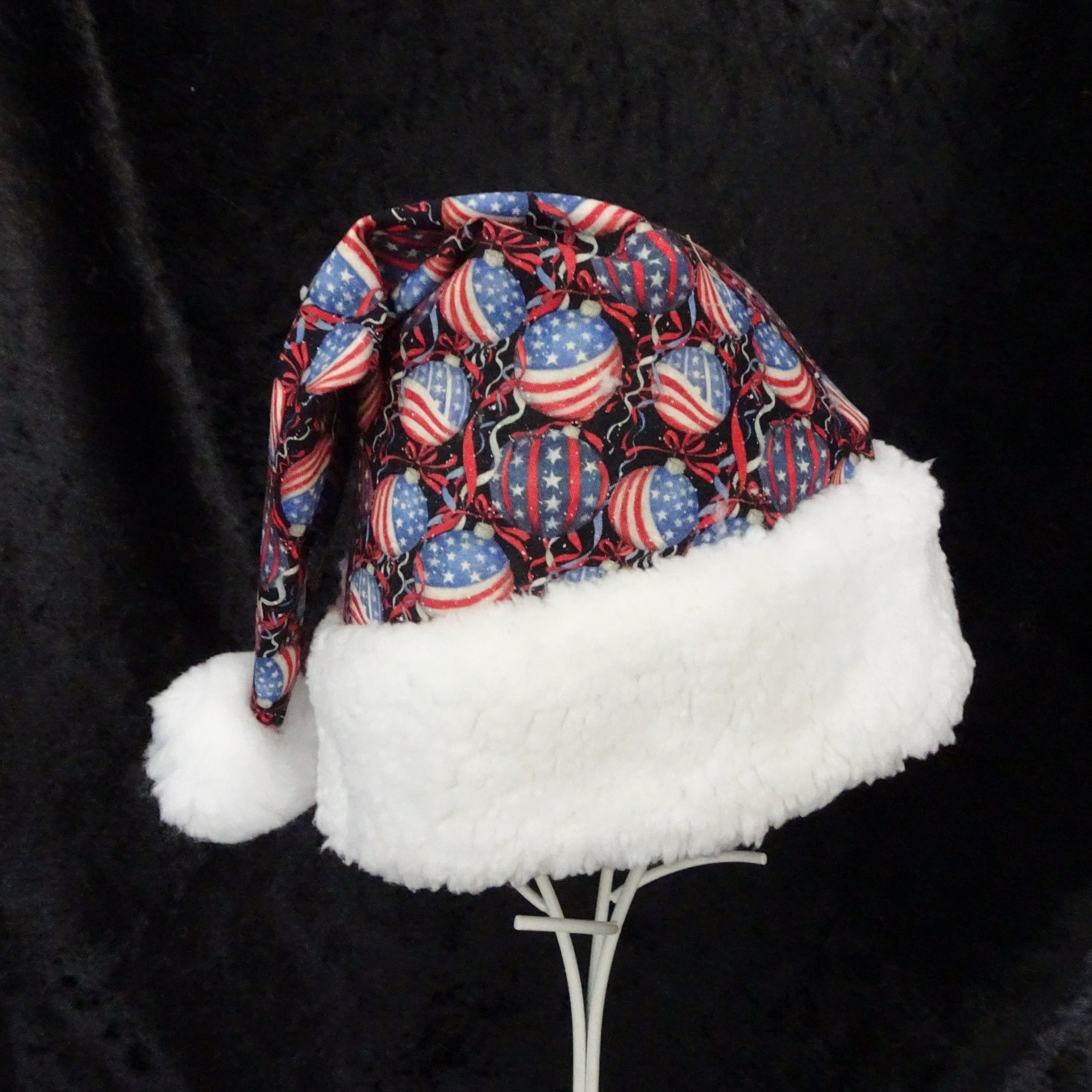 Patriotic Christmas Santa Hat Stars 