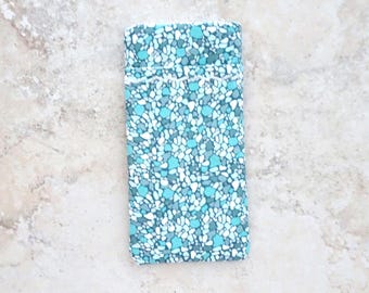 Mosaic Aqua Blue Double Eyeglass Case - 2 Pocket Organizer