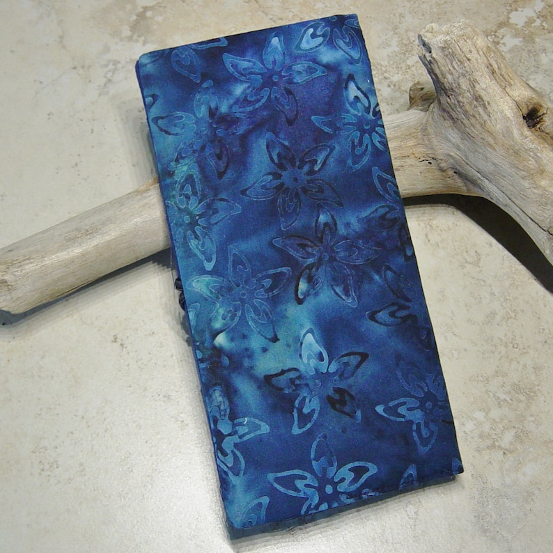 Business Card Case Journal Insert Card File Organizer Credit Card Wallet Tropical Indigo Blue Batik Fabric Wallet Boho