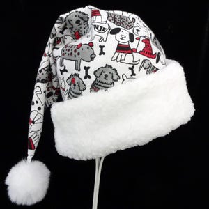 Cartoon Dogs Santa Hat, Christmas Gift for Dog Lover,  Christmas Party Hat, Novelty Adult Size Santa Hat ,Pet Owners Santa hat