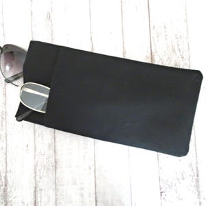 Black Double Pocket Eyeglass Case - Sunglasses & Reader Glass Case - Black Fabric Eye Wear Case - Case for Eyeglasses