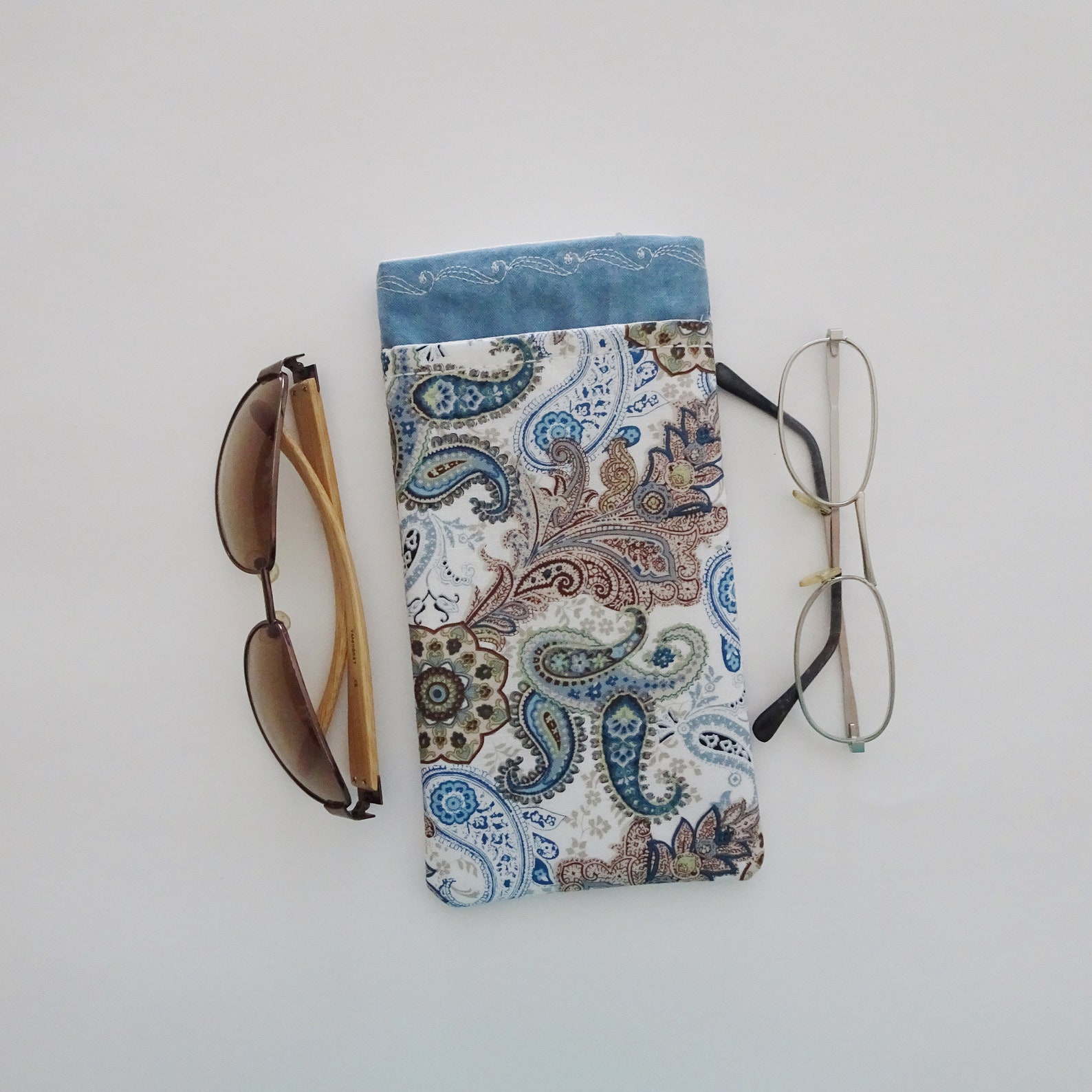 Double Pocket Eyeglass Case Sunglasses & Reader Glass Case Etsy