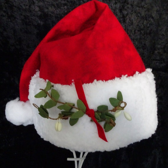 Mistletoe Santa Hat Christmas Novelty Party Hat Red Tie Dye