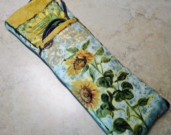 Curling Iron Travel Case, Flat Iron Or Hot Tool Case, Sunflower Fabric, Travel Hot Iron Sleeve, Heat Tolerant Lining, Travel Gift for Her