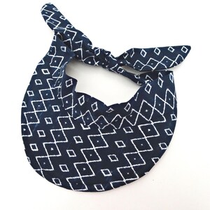 Blue Ikat Cotton Visor: Adjustable Tie Sun Hat
