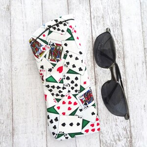 Estuche para gafas de naipes, tela para gafas de sol, regalo para jugadores de cartas, estuche para gafas de Las Vegas