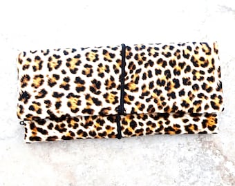 Leopard Fabric Cord Organizer Case, Travel Tech Storage