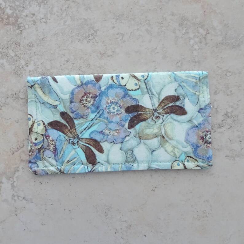 Checkbook Cover, Checkbook Wallet, Dragonfly Floral Fabric Check Checkbook Cover, Checkbook Wallet, Dragonfly Floral Fabric Check