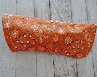 Orange Bandana Fabric Eyeglass Case, Sunglasses Case, Eyewear Case, Fabric Case for Sunglasses, Soft Case for Glasses, Country Western