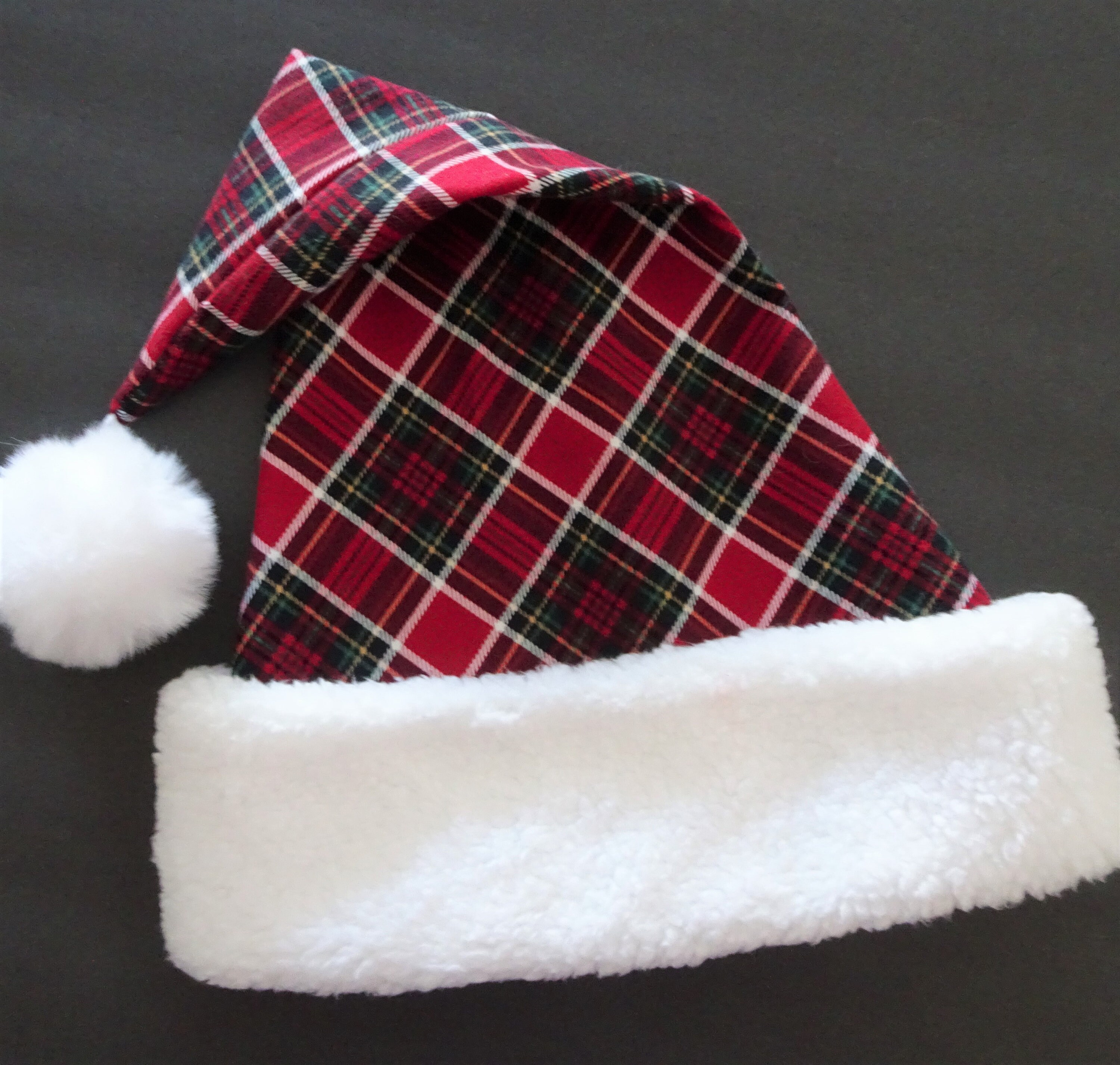 Red Tartan Plaid Santa Hat Preppy Santa Hat Plaid Winter Holiday
