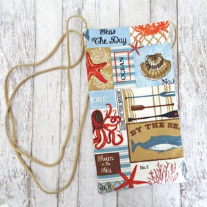 Pochette pour téléphone portable en tissu nautique, sac à main pour lunettes, mini sacoche, sac à main minimaliste à sangles, plage, côtier, pochette de vacances