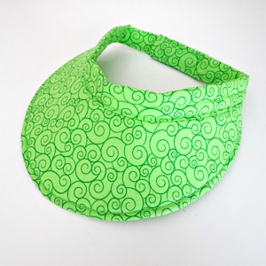 Green Sun Visor Hat, Adjustable Size Fabric Visor, Extra Large Brim Visor, Beach, Summer Vacation Visor