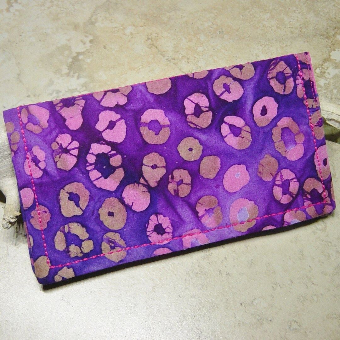 Checkbook Cover Checkbook Wallet Purple Batik Fabric Etsy