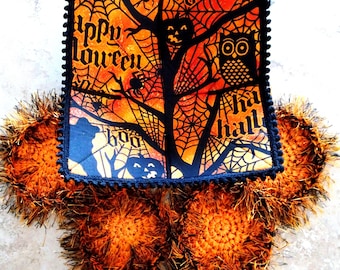 Halloween Coasters & Fabric Bowl Set, Party Hostess Gift