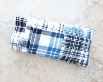 Doppelte Brillenhülle: Brillenetui aus Madras Karo, Patchwork