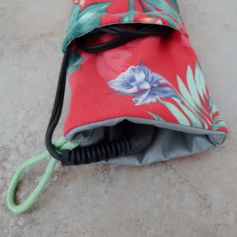 Hair Tool Travel Case Tropical Floral Fabric Flat Iron Pouch Etsy