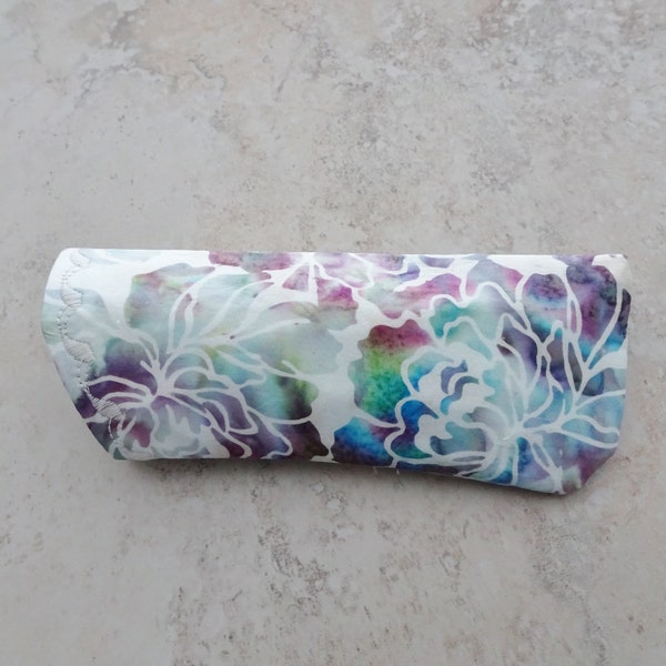 Eyeglasses Case, Sunglasses Case, Batik Fabric Eyeglass Sleeve, Purple Eyeglass Case, Case for Glasses