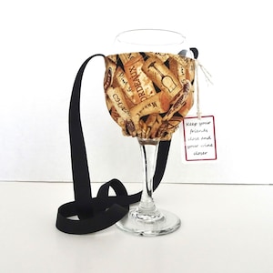 Weinglashalter-Halskette: Weinkork-Stoff gemütlich, Hands-Free Party Favor