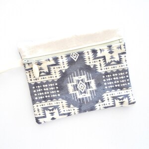 Southwestern Fabric Zippered Minimal Clutch Purse, Small Clutch, Essentials Purse, Zippered Cloth Pouch
