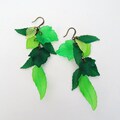 Green Leaf Dangle Earrings, Poison Ivy Costume