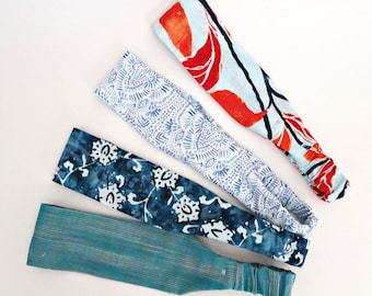 Batik Cotton Headband, Floral Print Fabric Hairband