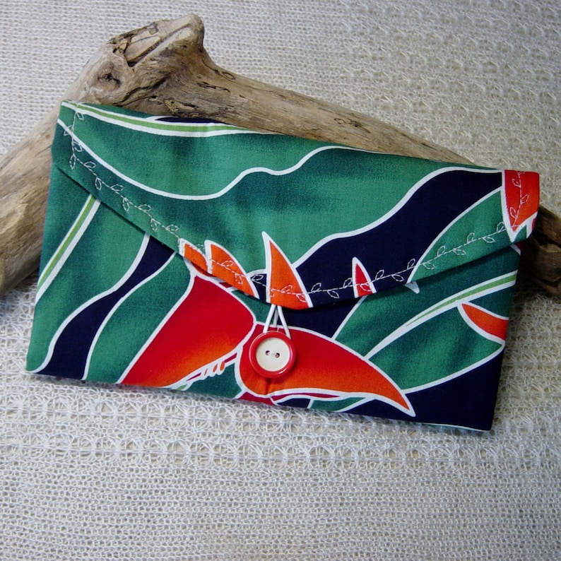 Tropical Floral Fabric Wallet Travel Jewelry Organizer Travel Gift Clear Pocket Organizer Jewelry Case Jewelry Storage Wallet