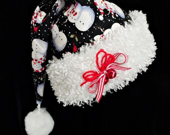 Snowman Fabric Christmas Santa Hat: Jingle Bells