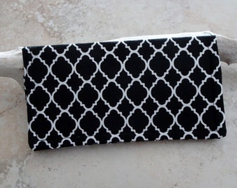 Checkbook Cover - Billfold Wallet - Black and White Geometric Fabric Checkbook Organizer - Fabric Checkbook - Modern - Case for Checks