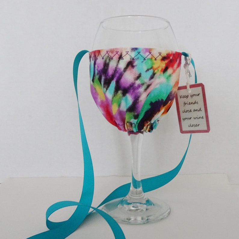 Wine Glass Holder Necklace Tie Dye Fabric Wine Glass Holder Etsy