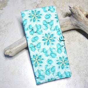 Cartera para tarjetas de crédito - Organizador de tarjetas con inserto para diario - Cartera para tarjetas de fidelidad - Bolsillos para tarjetas de presentación - Tarjetero de tela turquesa