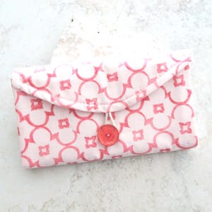 Organizador de joias de viagem - Carteira para guardar joias - Presente de viagem - Bolsos transparentes para viagem - Organizador de joias - Carteira de tecido rosa para joias