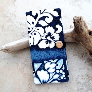 Cartera para tarjetas de crédito - Estuche organizador para tarjetas de presentación - Organizador de archivos para diario - Cartera para tarjetas de tela con estampado floral de hibisco tropical
