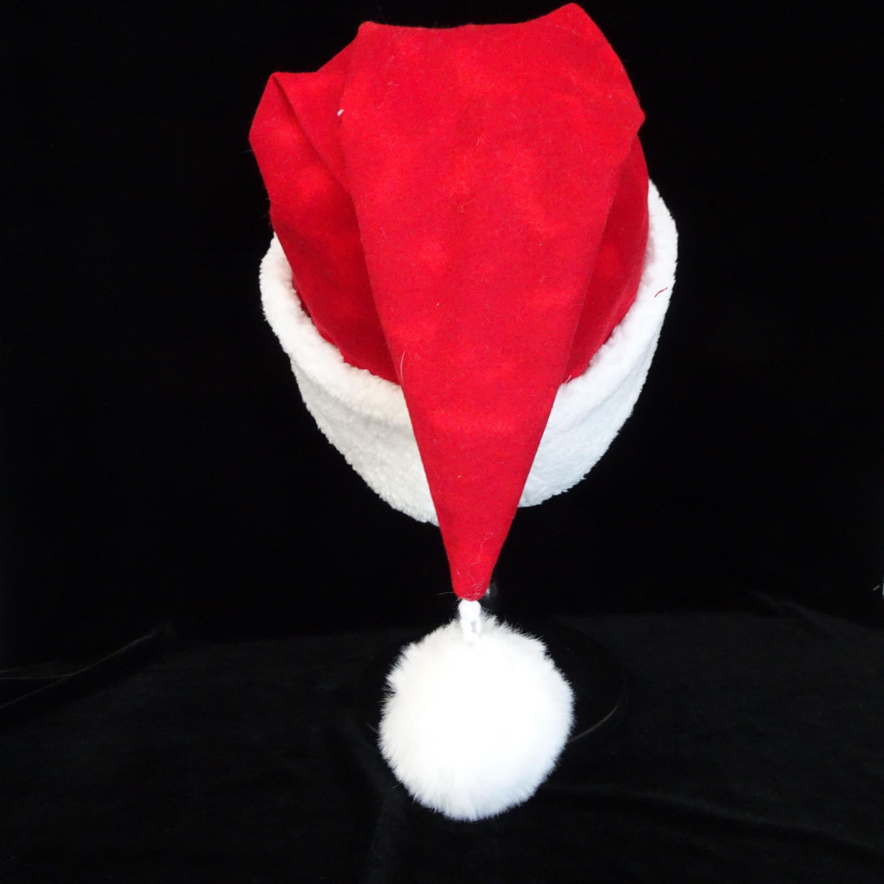 Red Tie Dye Flannel Santa Hat, Faux Fur Brim, Adult  display picture 1