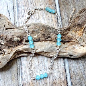 Blue Bead Silver Chain Ankle Bracelet, Anklet, Silver Chain Anklet, Anklet, Blue Bead Anklet, Summer Jewelry, Beach Jewelry, Boho Anklet